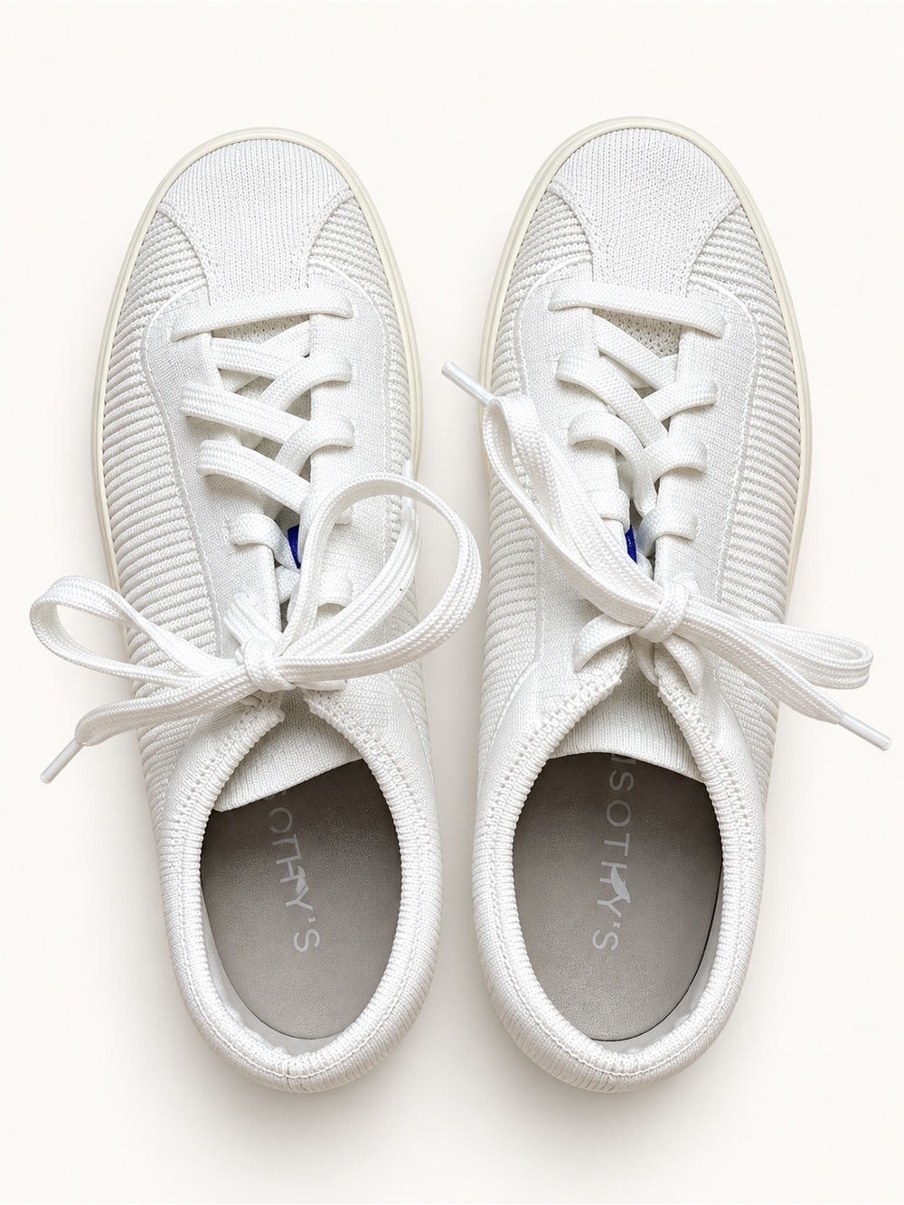 Rothy’s The Lace Up White Knit Sneakers Women’s Size 8